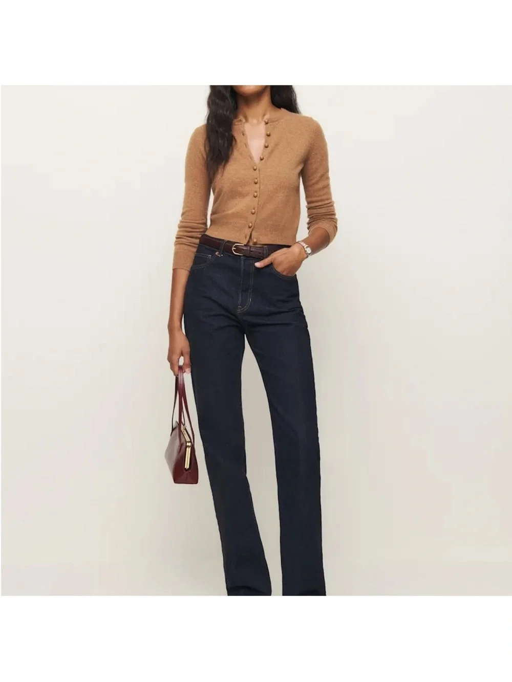 Reformation Caspia Cashmere Cropped Cardigan - Picture 3 of 4